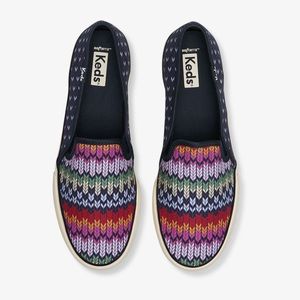 NEW Keds Double Decker Fair Isle Slip on sneakers size WM 11 Navy